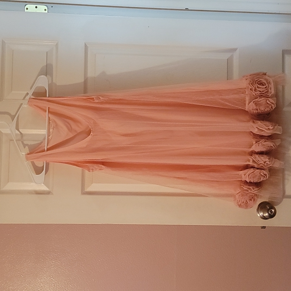 A'reve  Pink Rosettes Lace Dress Size L